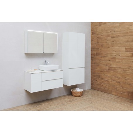 Poise side double winged bathroom cabinet white mat