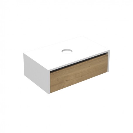 Vital 75 gornji kupaonski ormarić bijeli sjaj/hrast