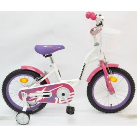 Bicikl Dinamic 16"girl,prednja i zadnja Caliper kočnica,bijelo-ružičasti,košarica - C