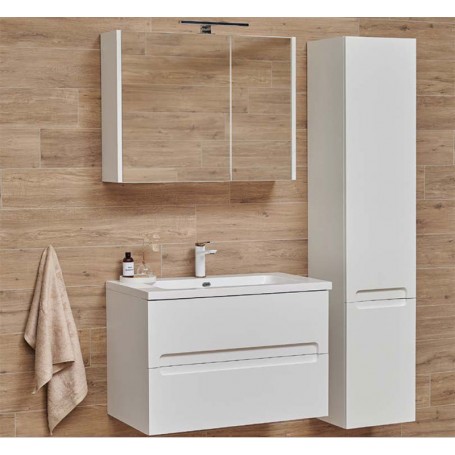 Belt side bathroom cabinet - white gloss