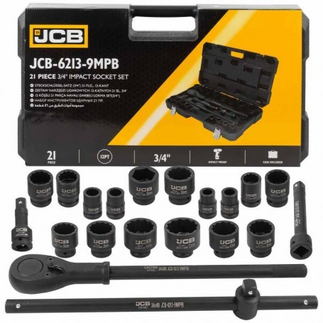 Set nasadnih udarnih ključeva 3/4" 21 kom (17-50mm) 12-strano JCB-6213-9MPB