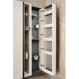 Side folding bathroom cabinet Miracle 170 cashmere black handle