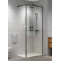 Shower wall 120 cm "Walk in" black, transparent glass 6 mm with hook and shelf