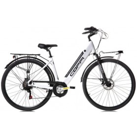 COPPI-RAMBLA 28" ELECTRIC BIKE, V-BRAKES, 7/BR/SHIMANO, 36V/250W/13Ah/468WhV/18", WHITE