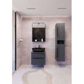 MIRIAD 60 bathroom vanity unit in graphite supermatt with Candela marble top