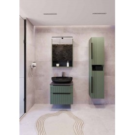 MIRIAD 60 bathroom vanity unit in green matte decor with Candela marble top