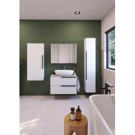 LATERAL 80 white gloss bathroom vanity unit with Candela marble top