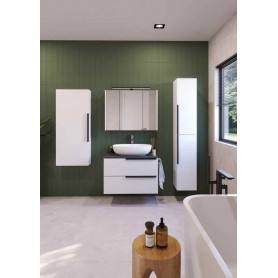 LATERAL 80 white gloss bathroom vanity unit with Scivaro slate top