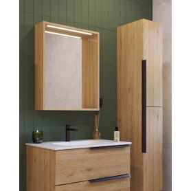 LATERAL mirror with LED lamp natural oak