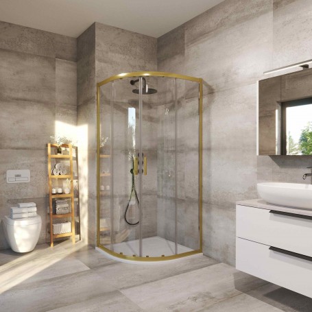 TK RAPIDO 80PK brushed gold polukružna tuš kabina 80x80x195cm