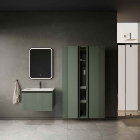 MIRAGE 80 bathroom vanity unit in green matte finish with black handles