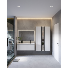 MIRAGE 120 donji kupaonski ormarić desni u bijelom mat dekoru s crnim ručkicama