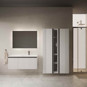 MIRAGE 100 donji kupaonski ormarić u bijelom mat dekoru s crnim ručkicama