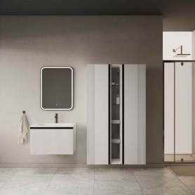 MIRAGE 80 bathroom vanity unit in white matt decor with black handles