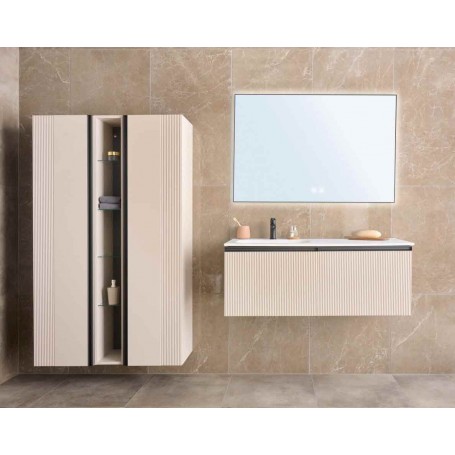 MIRAGE 120 donji kupaonski ormarić lijevi kašmir s crnim ručkicama