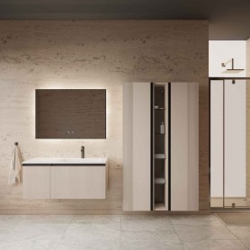 MIRAGE 120 bathroom cabinet right cashmere with black handles