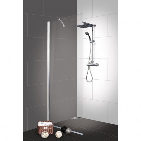 Stekleni fiksni del za tuš kabino krom 75-77x195cm (D1180)