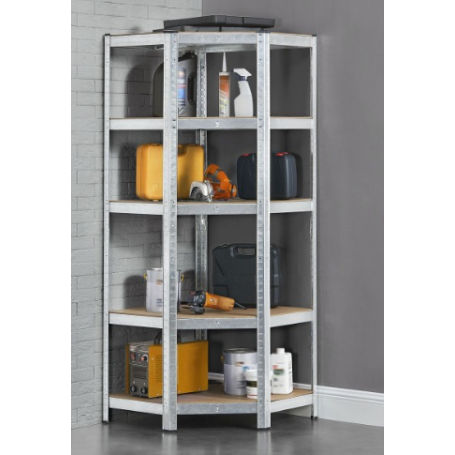 Izdržljiva kutna polica za teške uvjete rada, pocinčana, 77x77x40x40x41xV180 cm