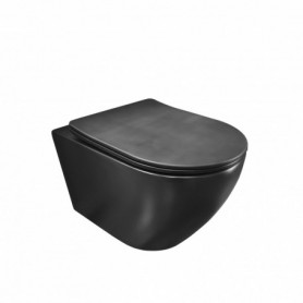 UNO stenski WC - črn, mat, brez roba z mehkim zapiranjem