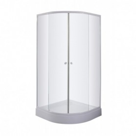 Krožna prha z matiranim steklom bela 89-90x89-90x180cm