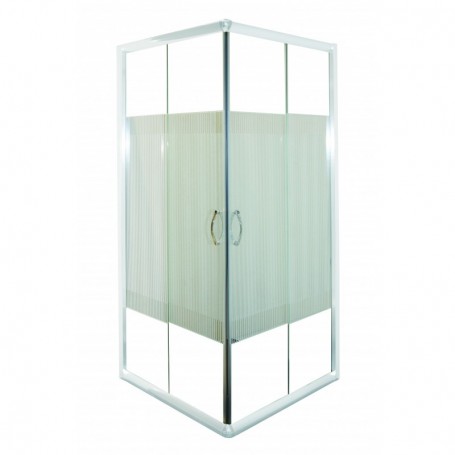 Rectangular shower cabin with white stripes 79-80x79-80x180