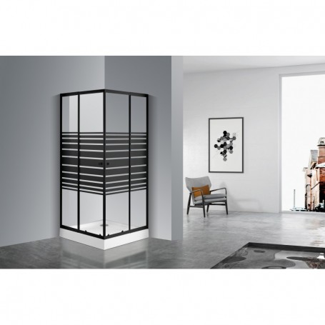 Corner entry, black 78-90x190 cm striped